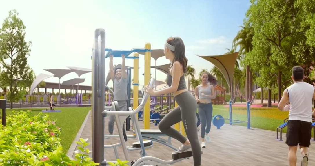 Hệ thống các vườn tập Gym trong Vinhomes Ocean Park 2 - The Empire được trang bị hàng trăm máy tập đa năng